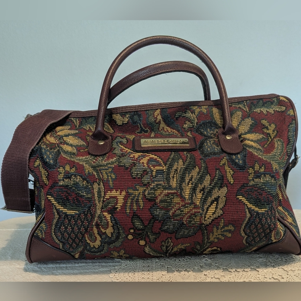 Members Only Floral Tapestry Luggage Bag